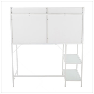 Modern And Durable Desk With Frosted Glass And Metal Construction For Stylish Workspace