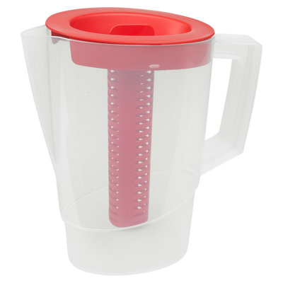 2.2L Orange Plastic Slim Fridge Water Juice Jug Dispenser Large Handle & Infusion Core