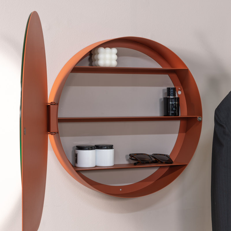 Spinder X BUDDE Steel Mirror, 55 cm H x 55 cm W, Red