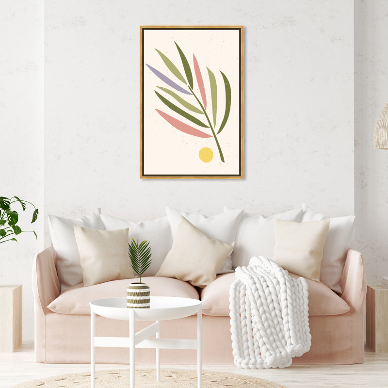 Palmier pastel - impression, H 24 po x l 20 po, Cadre doré