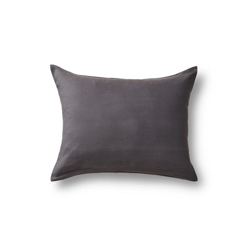 Taies d'oreiller en lin, Gris anthracite, Ensemble de taie d'oreiller très grand