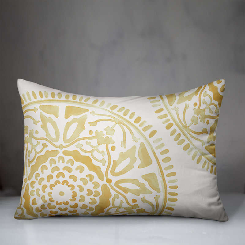 Outdoor Reversible Throw Pillow, Yellow, Floral 5