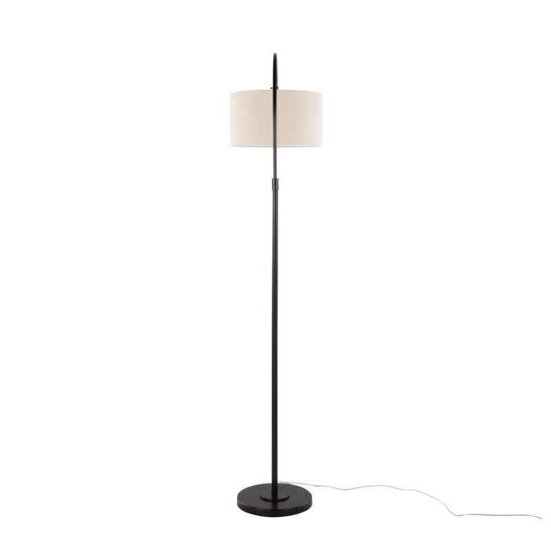 Lampe sur pied arquée 72 po bronze huilé avec abat-jour lin naturel 72 po