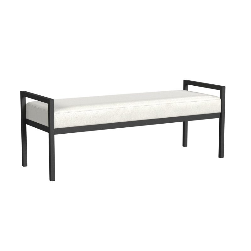 Loxe Teddy Upholstered Bench, Cream Boucle