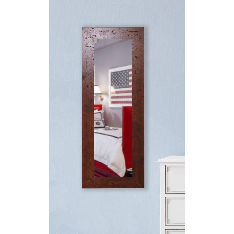 Aquinas Engineered Wood Flat Wall Mirror, 26" H x 64" W, Dark Walnut