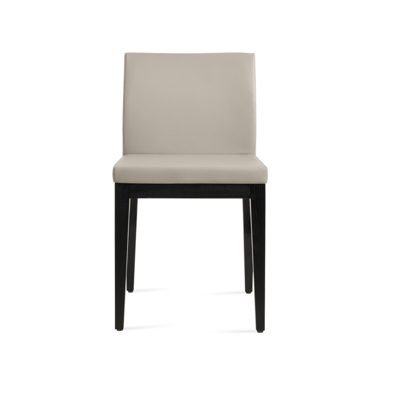 Chaise en bois de frêne Aria, Cuirette gris pâle