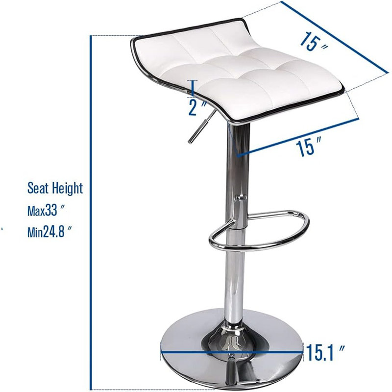 Ensemble de 2 tabourets de bar, tabourets de bar réglables et relevables au gaz, ...