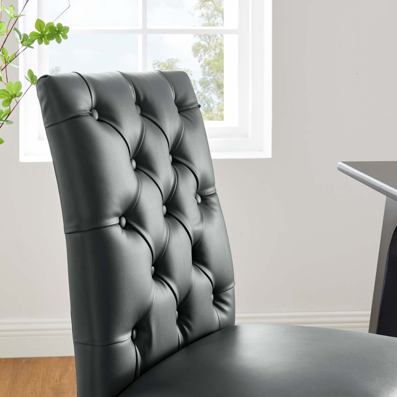 Ensemble de 2 chaises en vinyle Duchess par Modway, gris