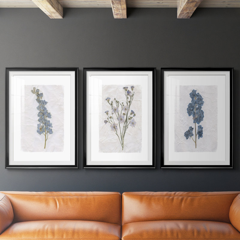 Découpage floral I - Impression encadrée sur mesure de qualité supérieure mate - 3 pièces, H 21 po x l 30 po