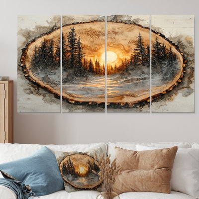 Perezville - Forest Wall Art - Art mural traditionnel pour le salon, 4 pièces
