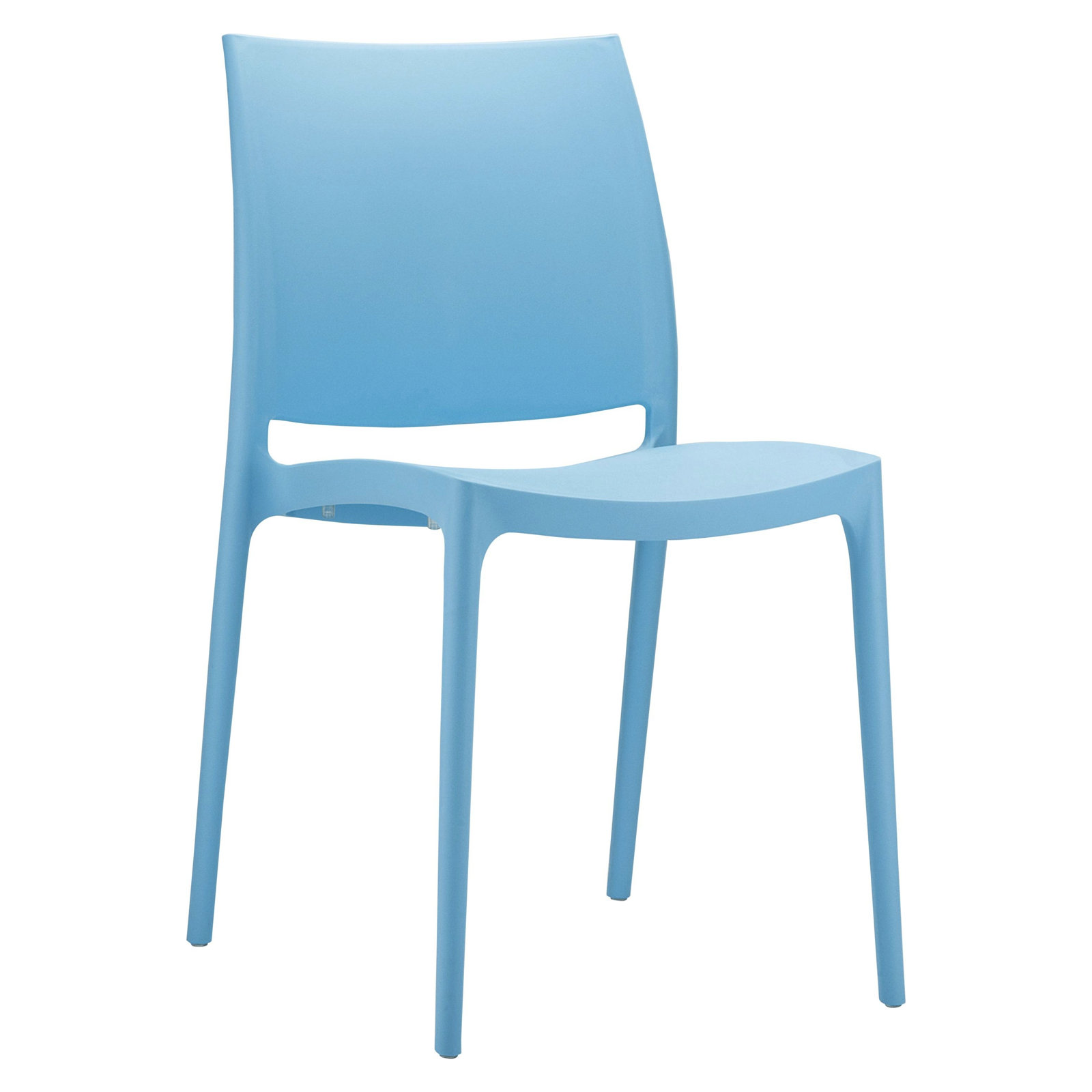 Burt Stackable Patio Side Chair, Light Blue