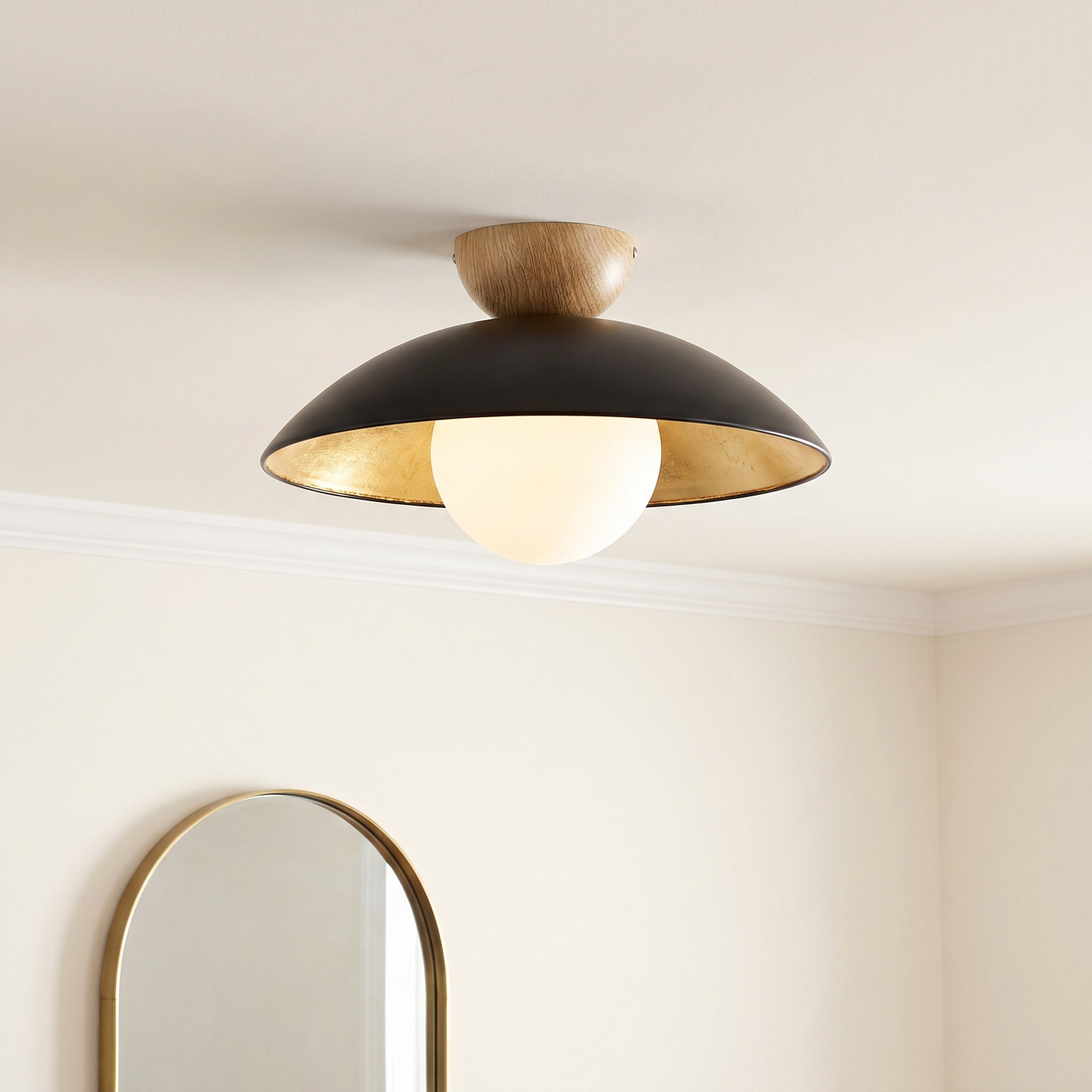 Briceson Single Light Glass Flush Mount, Black
