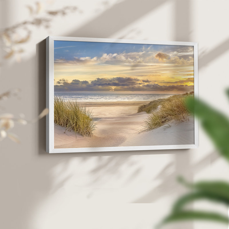 Pink Sands Sunset -Framed Print - Restickable, H 16 po x l 20 po, Blanc