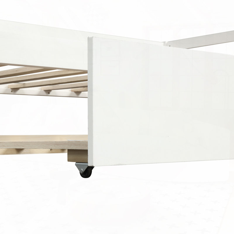 Lit de jour en bois avec couchette, Blanc