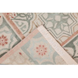 Capistrano Oriental Area Rug in Peach/Soft Blue/Tan