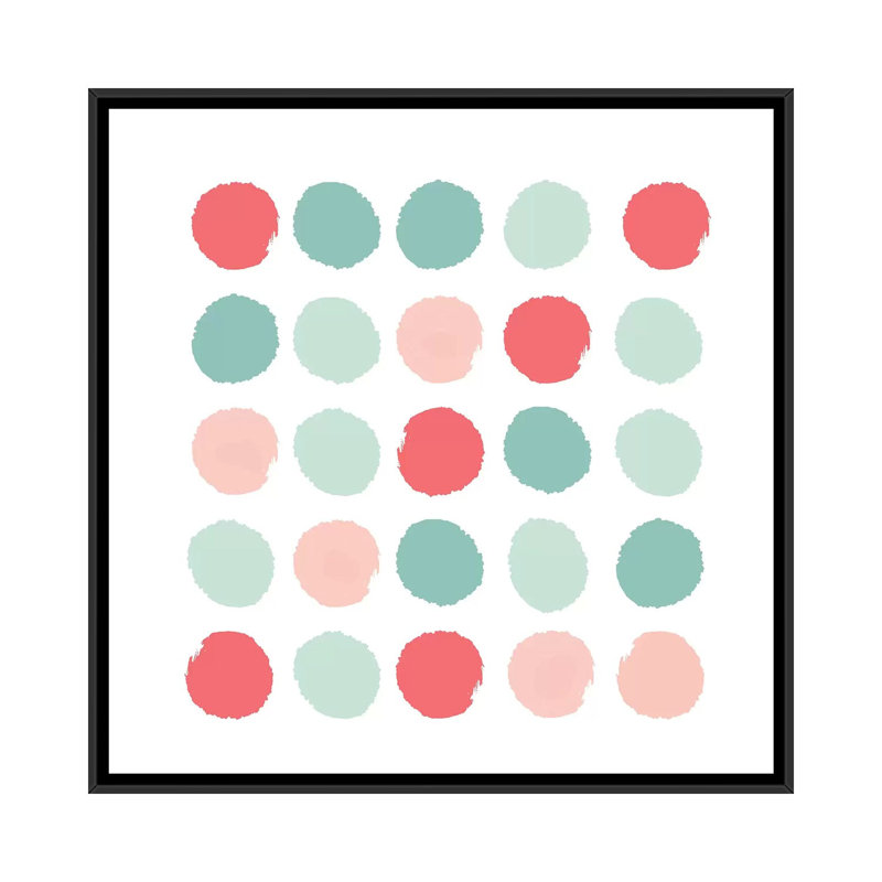 « joro points », impression sur toile, H 18 po x l 18 po x P 1,5 po, Toile avec cadre noir