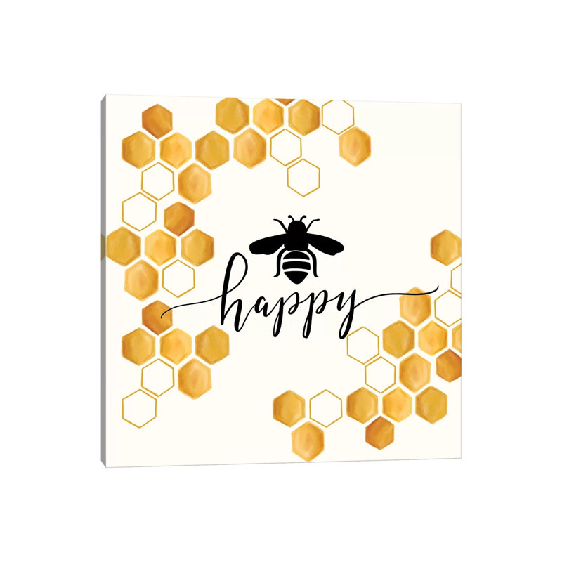 «Bee Happy» par Lily & Val - Giclée sur toile tendue avec châssis, H 12 po x l 12 po x P 0,75 po