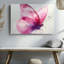 Sur toile, reproduction de peinture à l'aquarelle délicate d'un papillon rose sur fond blanc-524761563