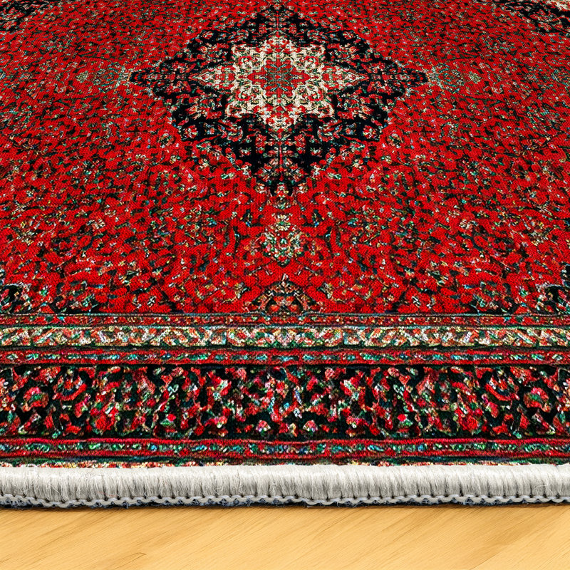 Alba Collection Digital Print Cotton-Polyester Red Moroccan Rug, Runner 2'8" x 10'6"