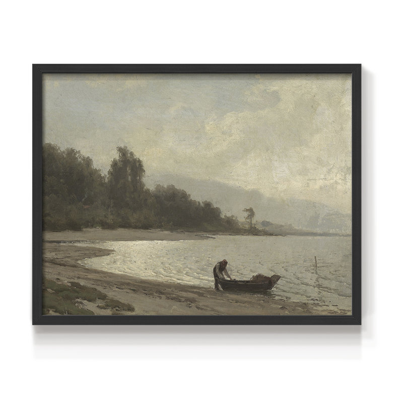 Motif nautique rétro - impression encadrée - réversible, H 22 po x l 28 po, Black