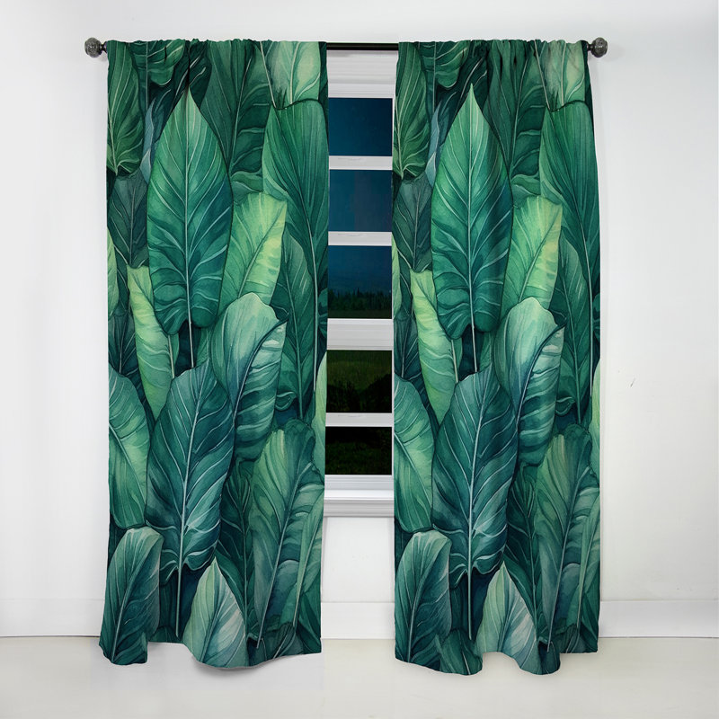 Green Leafs Harmony - Rideau floral - Rideau occultant floral - 1 panneau, L 52 po x L 95 po