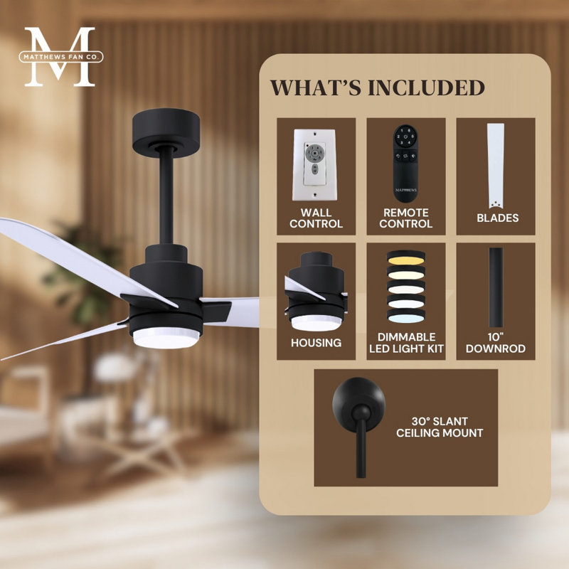 Alessandra - Three Blade Transitional Ceiling Fan -LED, Gray Ash Tone, Brushed Nickel, 56"
