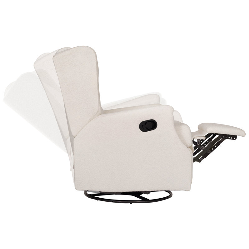 Fauteuil inclinable et oscillant oscillant avec pivot à 360 ° Jillean, Bouclé blanc cassé