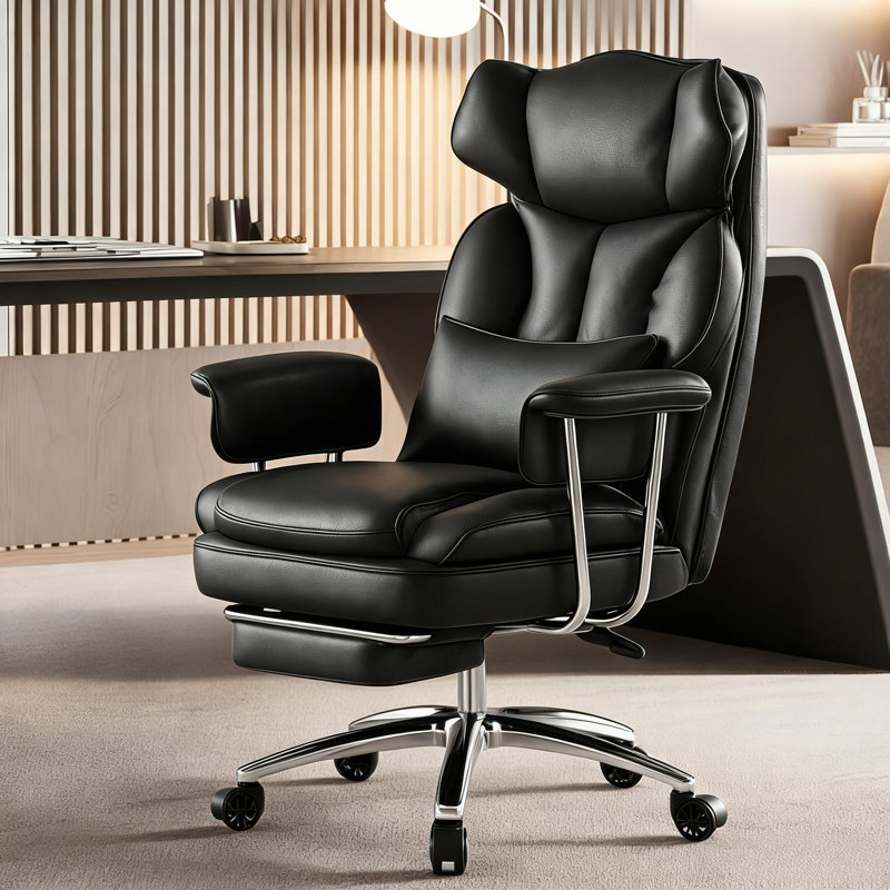 High-Back Reclining Office Chair with Lumbar Support and Footrest