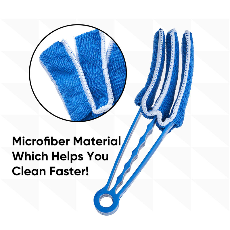 Outil de nettoyage de plomberie Superio Blind Cleaner, ventilateur de pales, outils de nettoyage de conduit d'air, nettoyeur de stores bleus avec manchon en microfibre pour ventilateurs, stores de fenêtre, évents, volets, paquet de 1