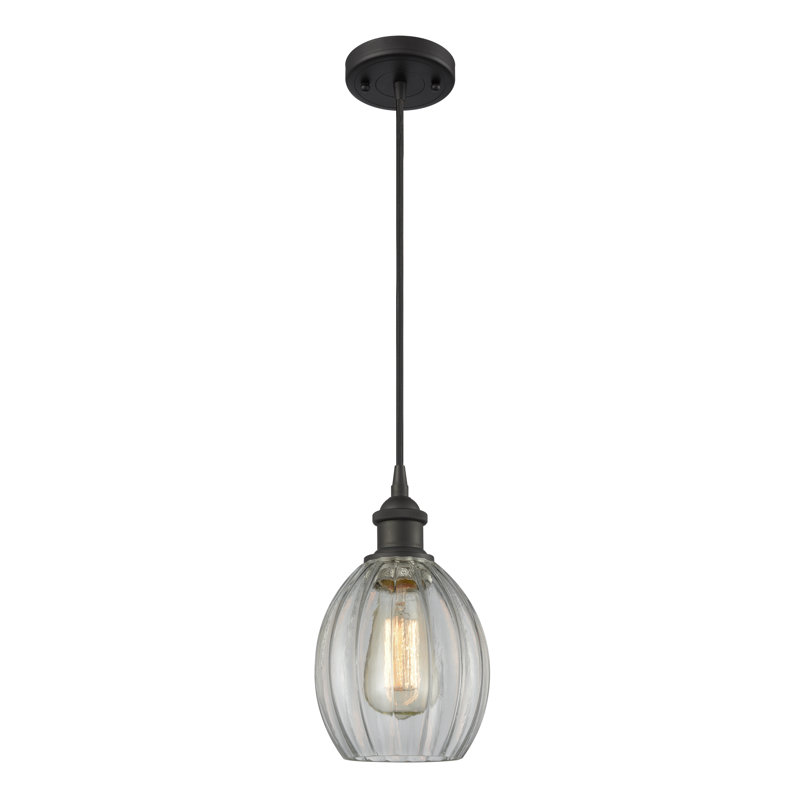 Luminaire suspendu en forme de cloche à 1 lumière Bolduc, Bronze huilé