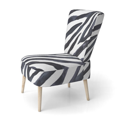 Zebra Striped - Upholstered Cabin & Lodge Accent Side Chair by Dakota Fields