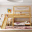 Lit superposé simple avec apparence de maison charmante, glissade, escalier de rangement et guide d'assemblage facile pour une structure en forme de maison, pour un sommeil sécuritaire