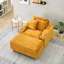 Canapé simple en velours côtelé avec un coussin, deux coussins décoratifs, un repose-pieds et deux espaces de rangement-117842004