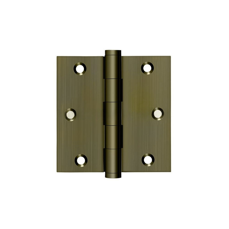 Charnière carrée en laiton antique DSB355-R 3-1 / 2 po x 3-1 / 2 Deltana DSB355-R, Laiton antique