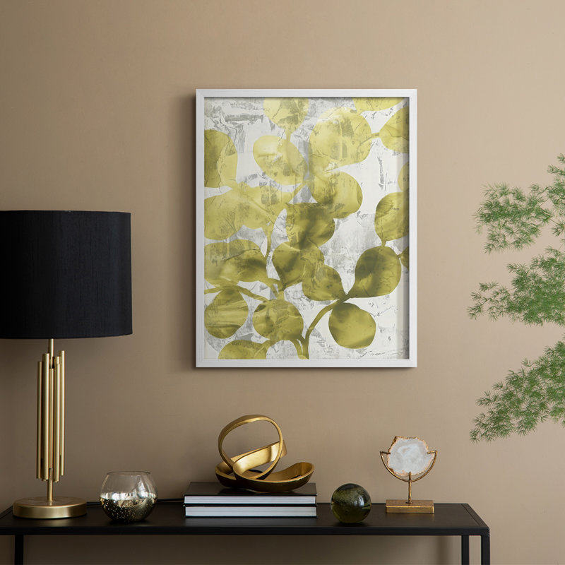 Green Leaf Shimmer II, reproduction encadrée - bois massif, H 11 po x l 9 po, Blanc
