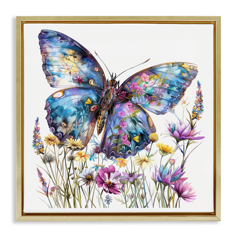  "Spring Garden Butterfly", art mural sur toile flottante par LSR Design Studio, H 25 po x l 25 po