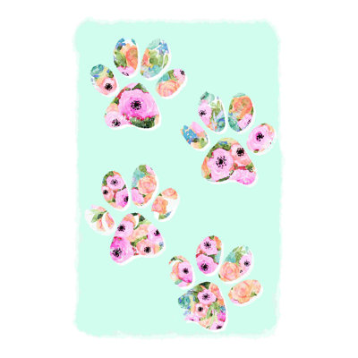 Empreintes de pattes florales - impression sur toile tendue