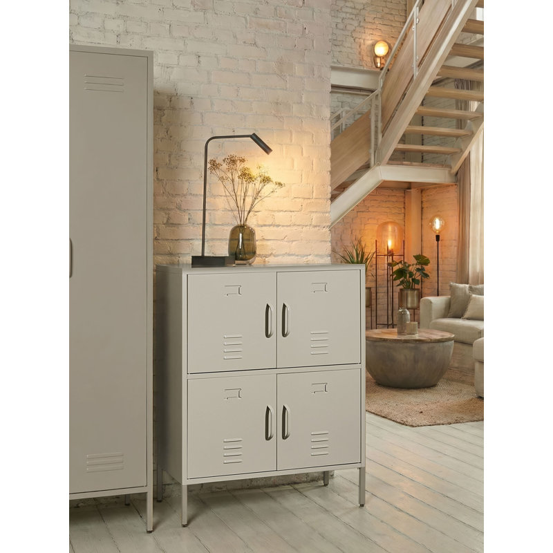 4 -Door 4 -Shelf Storage Cabinet, Light Beige