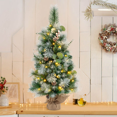 1 arbre de Noël artificiel 3 pièces 3 pieds avec 98 pointes de branches et aiguilles d'eucalyptus
