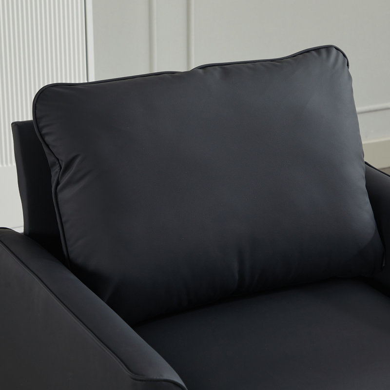 Cat Paw Leather Upholstered Sofa 2PC,Nordic Retro Light Luxury Living Room Balcony Bedroom Single Casual Sofa Chair, Black