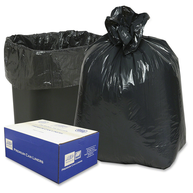 Sacs poubelle opaques à faible densité 16-gal, Noir