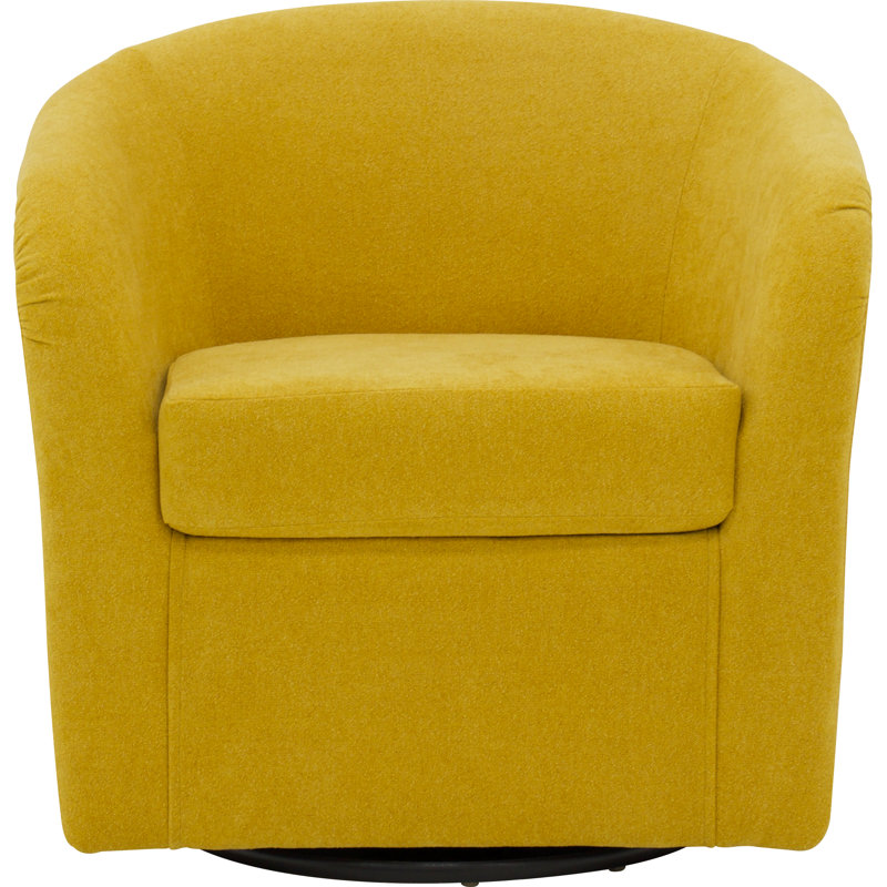 Upholstered Swivel Barrel Chair, Chloe Marigold Polyester Blend