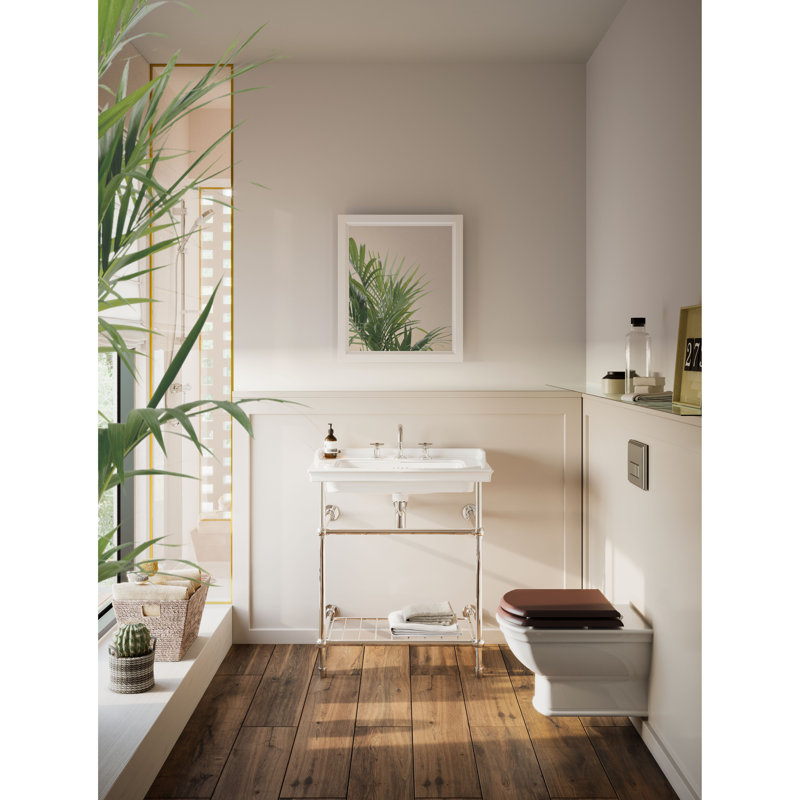 Lavabo de salle de bain console Fireclay, Centres de 8 po, Chrome