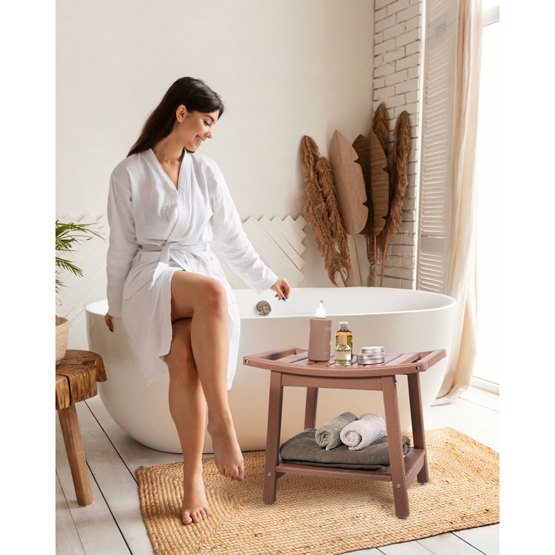 Marthalene 21.6" W HDPE Shower Bench, Teak