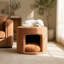 Repose-pieds pour animaux de compagnie avec coin caché, coussin amovible et pieds en bois d'acacia