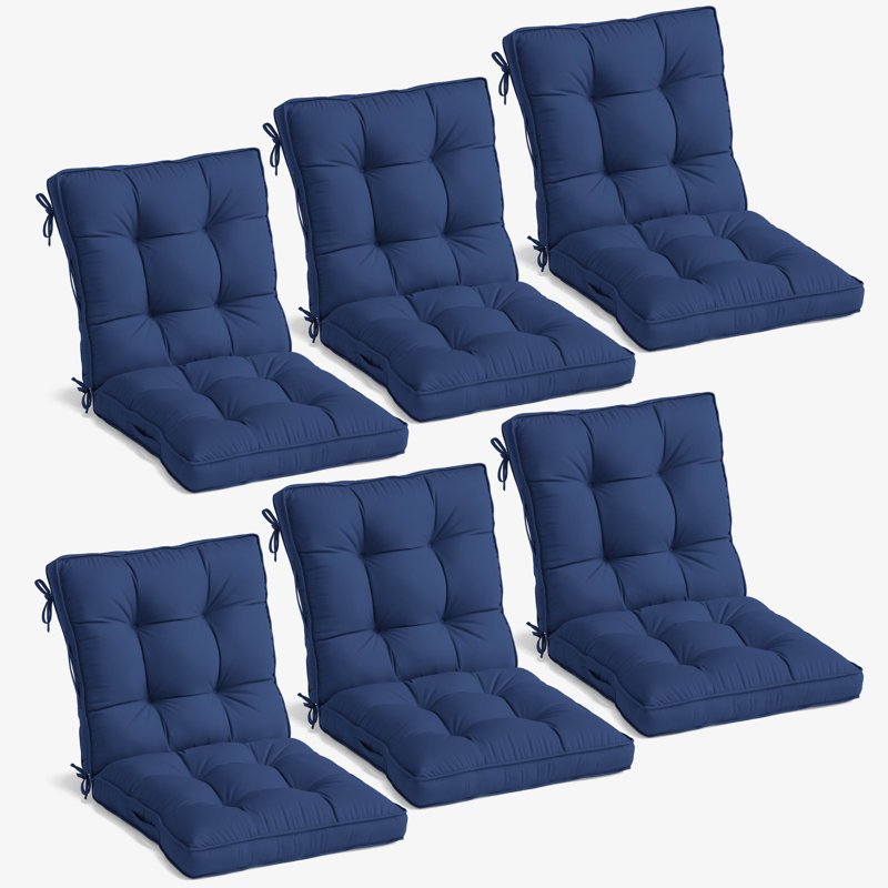 Coussins de chaise d'extérieur / d'intérieur à haut dossier, 21" W x 21" D, Blue