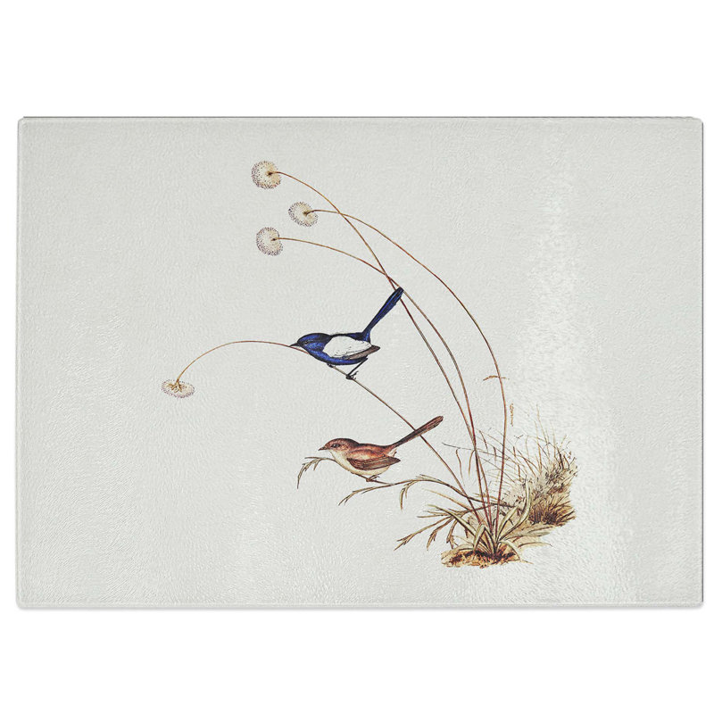 Tempered Glass White-Winged Wren by Elizabeth Gould Chopping Board, 39 cm W x 28.5 cm L