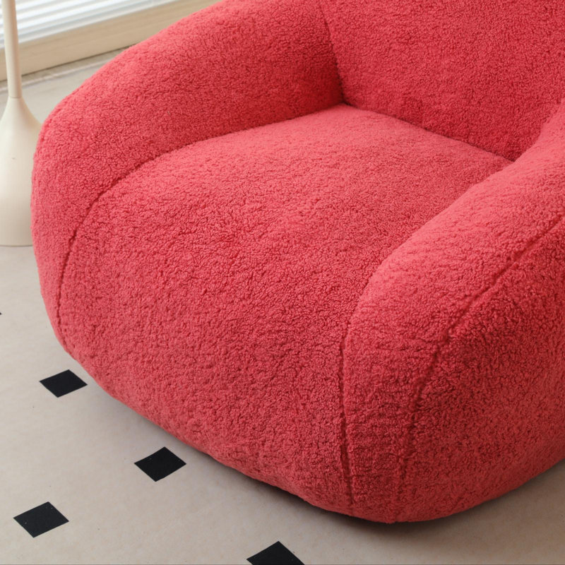 Compression High Quality Teddy Fabric Large Arn Bean Bag Chair, Red Teddy