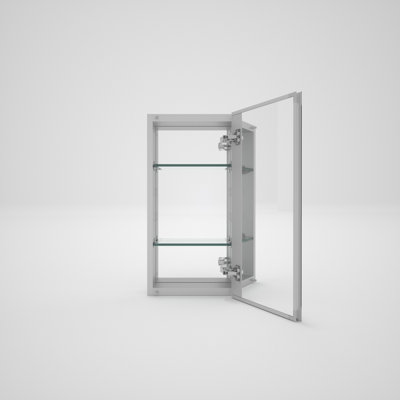 Keen 12 in. W x 24 in. H Framless Recessed Or Surface-Mount Rectangular Aluminum Medicine Cabinet With Mirror in Silver
