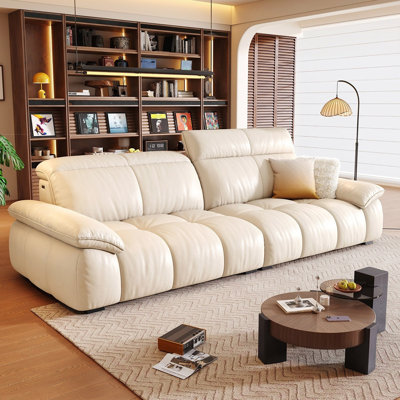 Causeuse-coussin modulaire en cuir véritable blanc